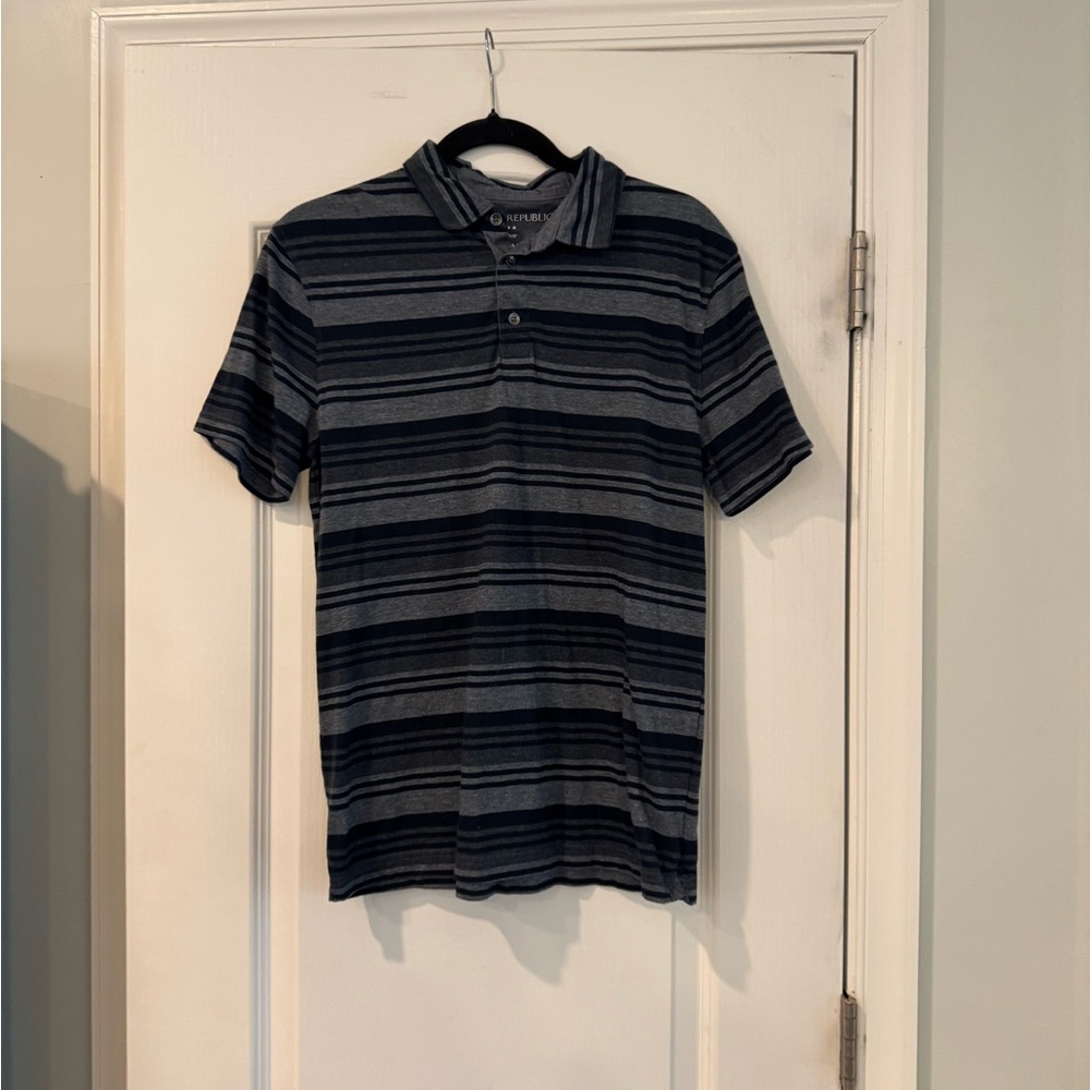 Banana Republic Men's Polo in Black and Gray Stripes
